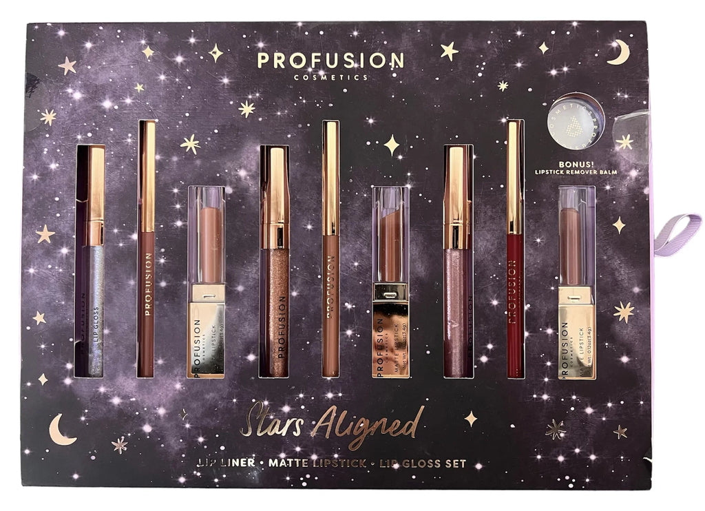 Matte Gloss and Lip Aligned, Stars Set Lipstick Set, Profusion Lip Lip Liner,