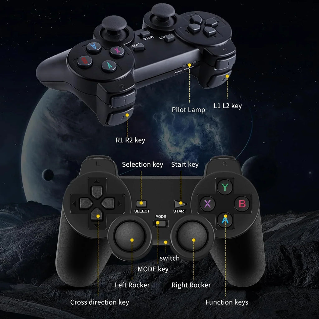 Output, Nostalgia Game Emulator Controllers Retro Stick for Wireless Play HD Game Retro Arcade/Maze, Plug with 4K Video with and 20000+ 2.4GHz Console 64G Games, Console 9 Play Compatible TV, Stick,