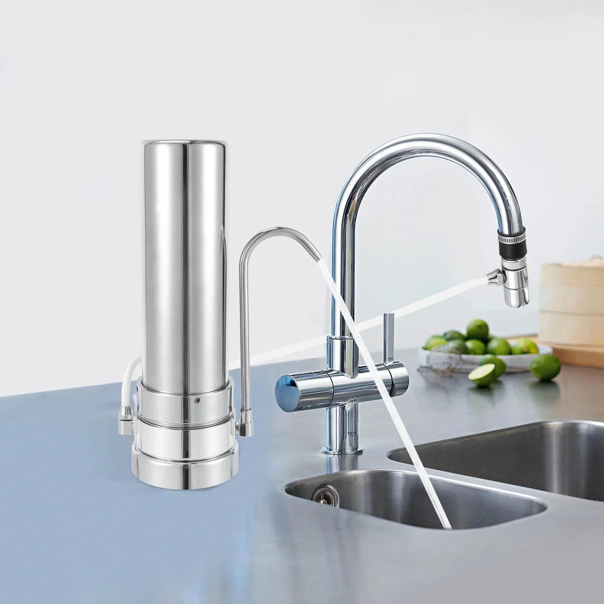 Stainless Silver Drinking Tap Filter Water System Sink Filtration Countertop Filter