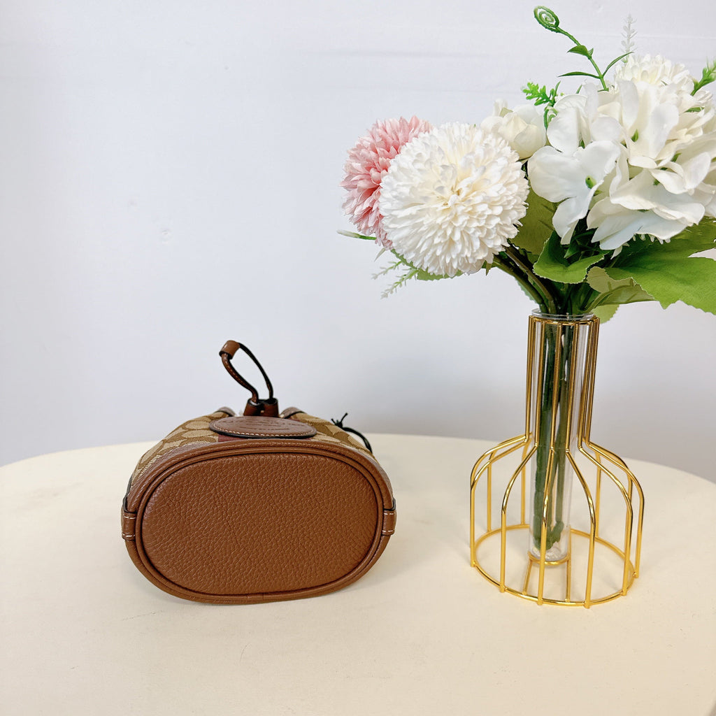 Mini COACH IN Bag SADDLE Dempsey Bucket KHAKI MULTI C8322