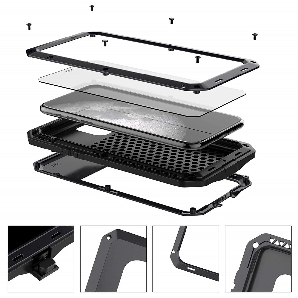 Grade Glass () Metal Plus Travel Case Scratch Rugged and Military Protection, Resistant Duty Shockproof iPhone Heavy Gorilla Aluminum Outdoor 7