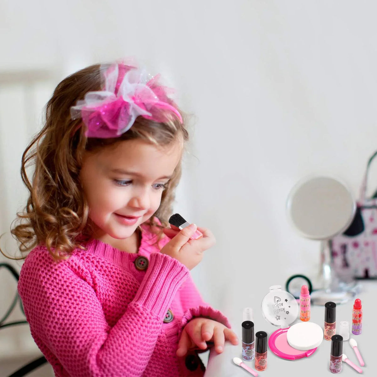 Non-Toxic, Pink for Washable Girl, Girls Birthday Toy Play Kids Pretend Kids, for Makeup Set Real Kit Makeup for Kids Set Vextronic Cosmetic Kit Makeup Beauty Toy