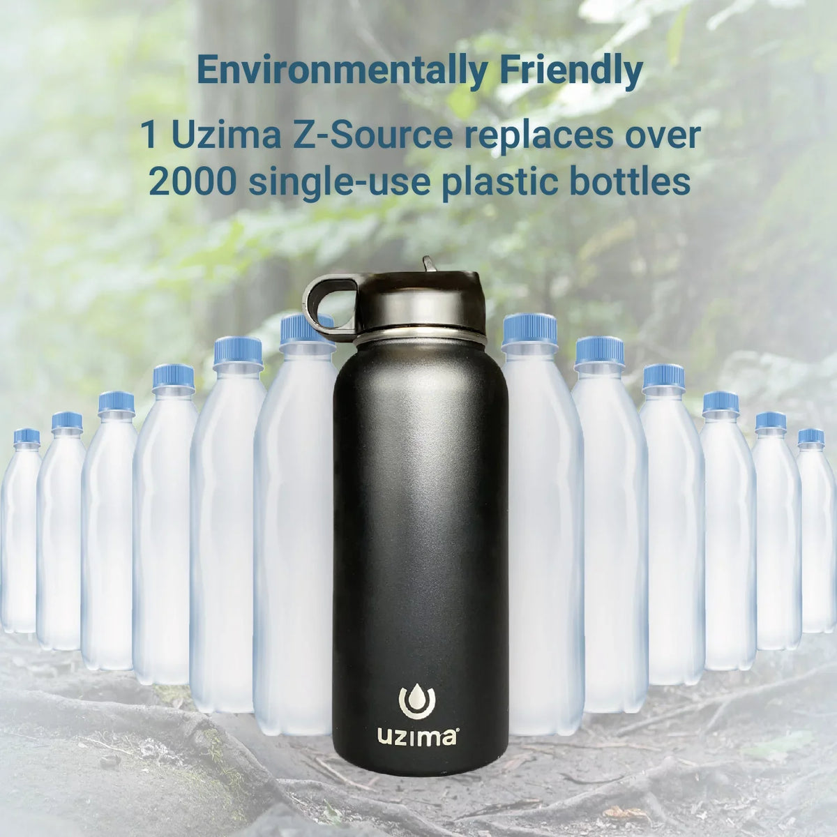 Camping, Steel Z-Source Water Bottle the Exterior Double-Walled Uzima Purification Backpacking, Filtered .(Red) Travel. Go. Capacity 32oz Hiking, Stainless for on Large Water with and -
