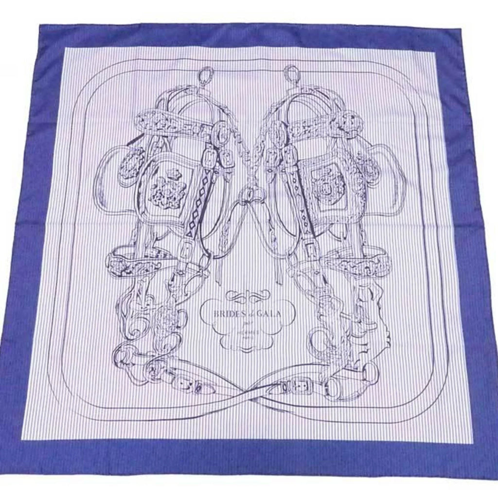 Carre white navy silk ladies Hermes de (Good) HERMES x BRIDES 90 Pre-Owned scarf GALA