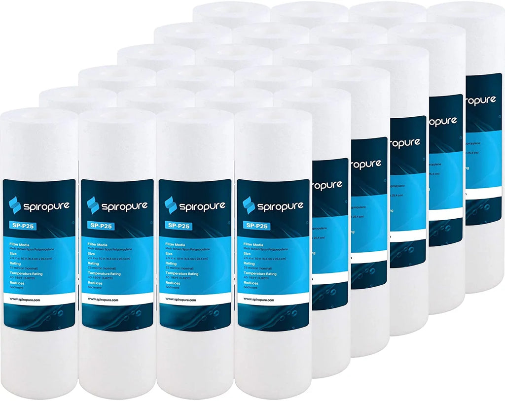 Spun 10x2.5 SpiroPure 155015-43 25 Sediment Polypropylene Cartridge Micron Melt-Blown SP-P25 Water P25 Filter (Case of 24)