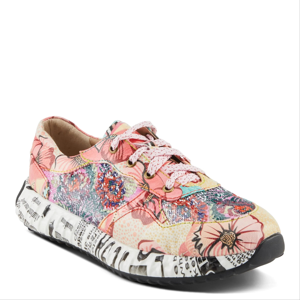 Pink Touch L'Artiste Spring Step - Sequin US 5 Stylish EU Leather with / Comfort Women's Fashion Cabaret Sneakers 35 a Sparkling Multi