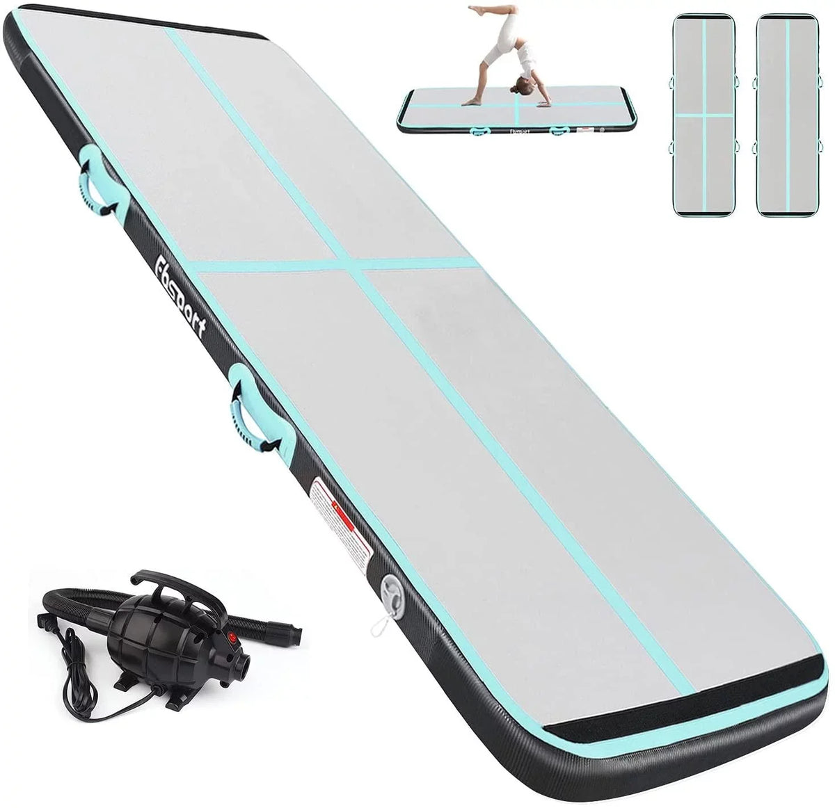 Tumbling Air Mat, FBSPORT Mint Inflatbale Mat, Material Carbon Gymnastic Green 20ft Fiber Track Exercise
