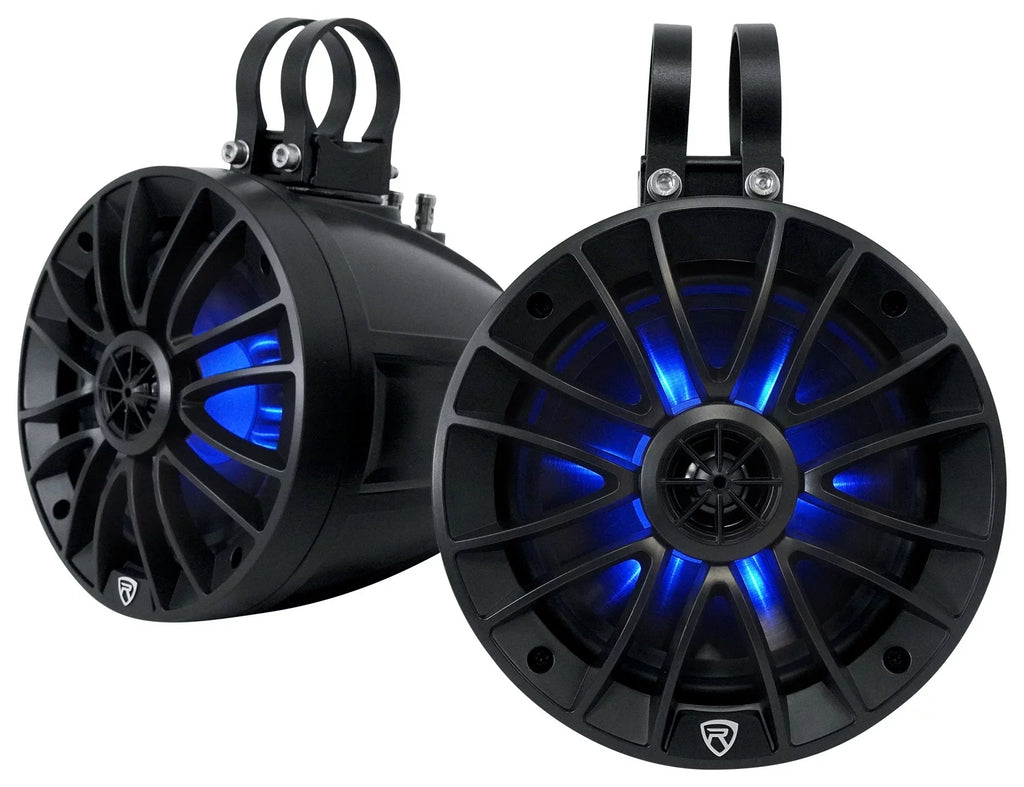Bluetooth ATV/UTV/RZR (4) inch PT65BR For 6.5 Speakers Rockville LED Tower Powered