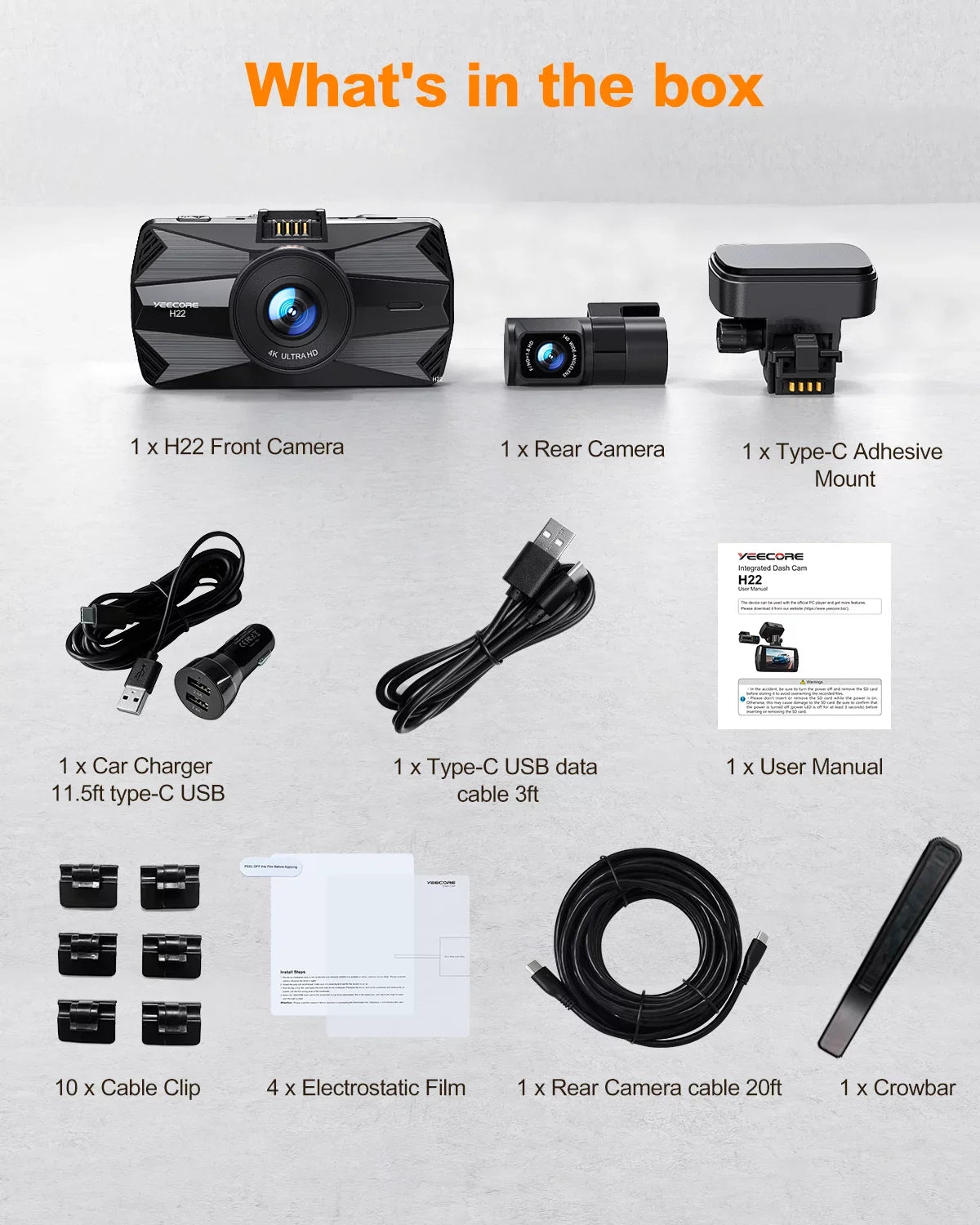 Recording for 3" G-Sensor, Monitor, Angle Cars, Vision, 24H 157°Wide Dash WiFi GPS, HDR Built-in Front Loop Rear, Dash Parking IPS and Camera Dual YEECORE Screen, Night Real Cam, 4K+1080P