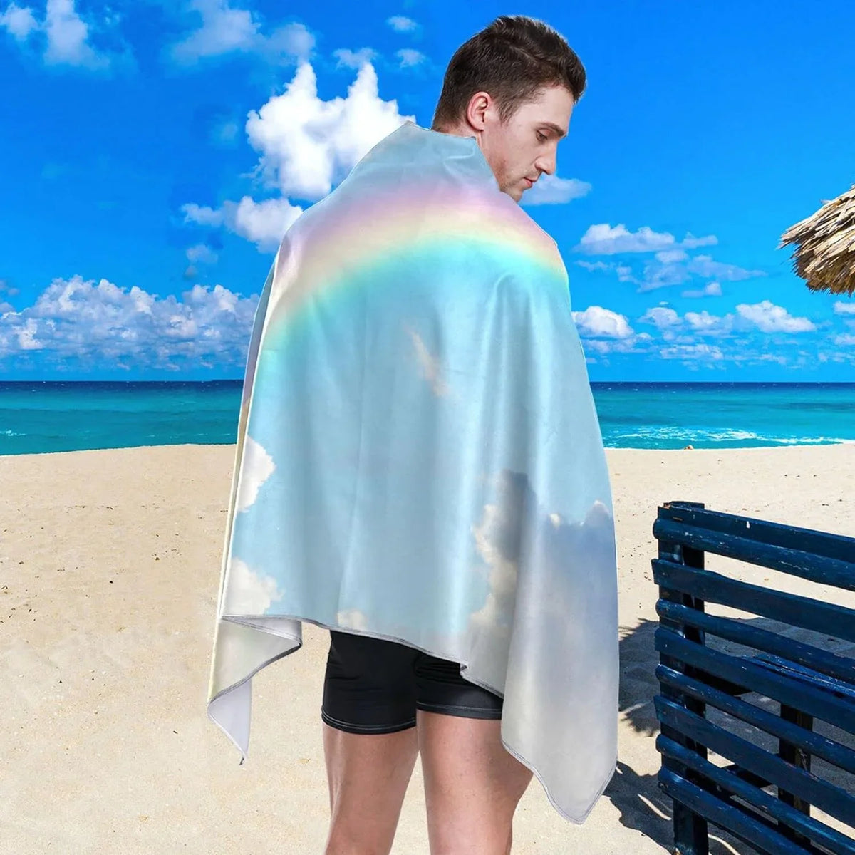 Travel - Towels Dry Lightweight - Beautiful for Towel Swimming Super Bestwell Quick Beach Holiday（282） Absorbent Rainbow Camping Compact Towel Oversized