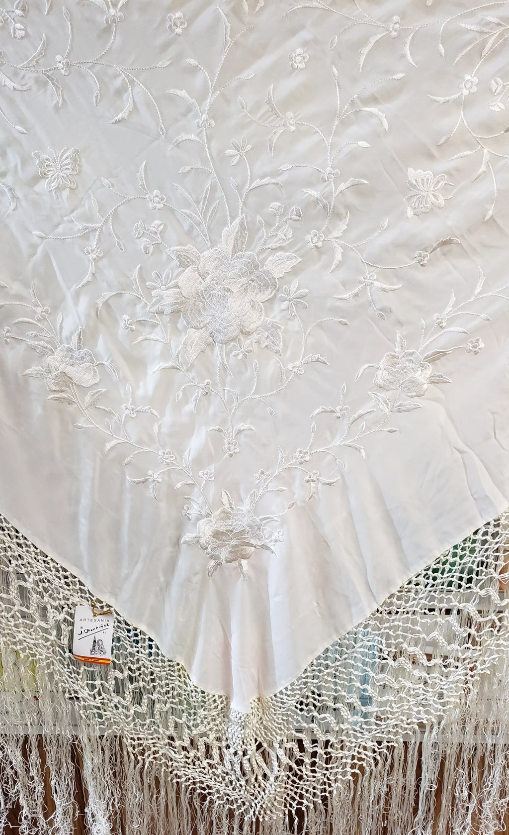 Silk Shawl Manila Spanish Manton Champagne Canton De Wrap Stole