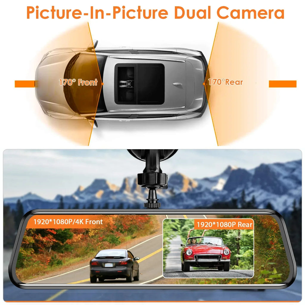 170° DVR Night Monitor Vision, Angle Car Dual Recorder G-Sensor, with Lens Camera Parking 4K Cam HD Dash iMounTEK
