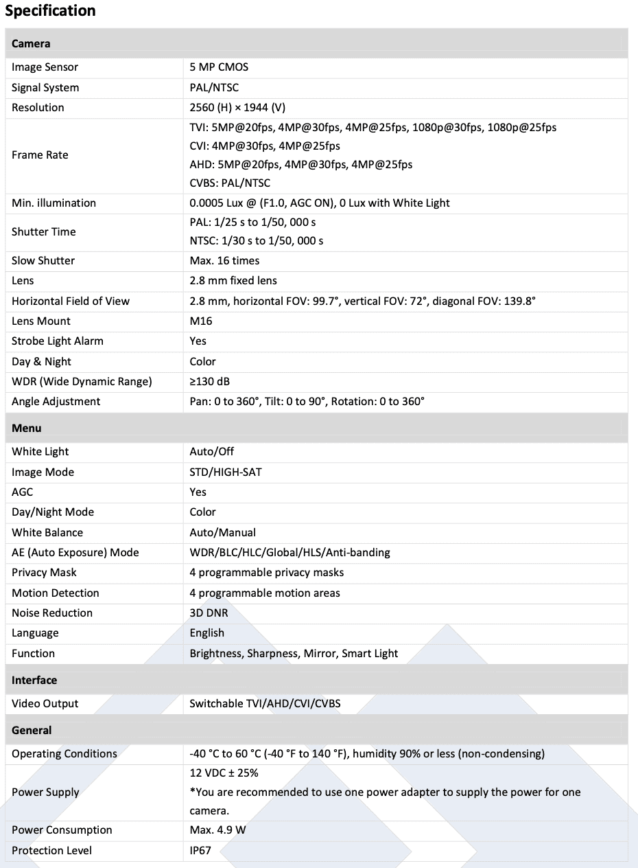 2.8mm WDR LTS Color 247 Camera LTCMHR9252W-28CF Bullet 5MP CMHR9252W-28CF Light HD 131ft Full TVI