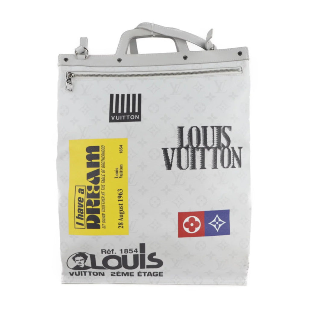 Vuitton Flat Leather VUITTON Shoulder Bag LOUIS Bron Multicolor Tote Pre-Owned Monogram (Good) M44627 Canvas Vertical Louis 2WAY