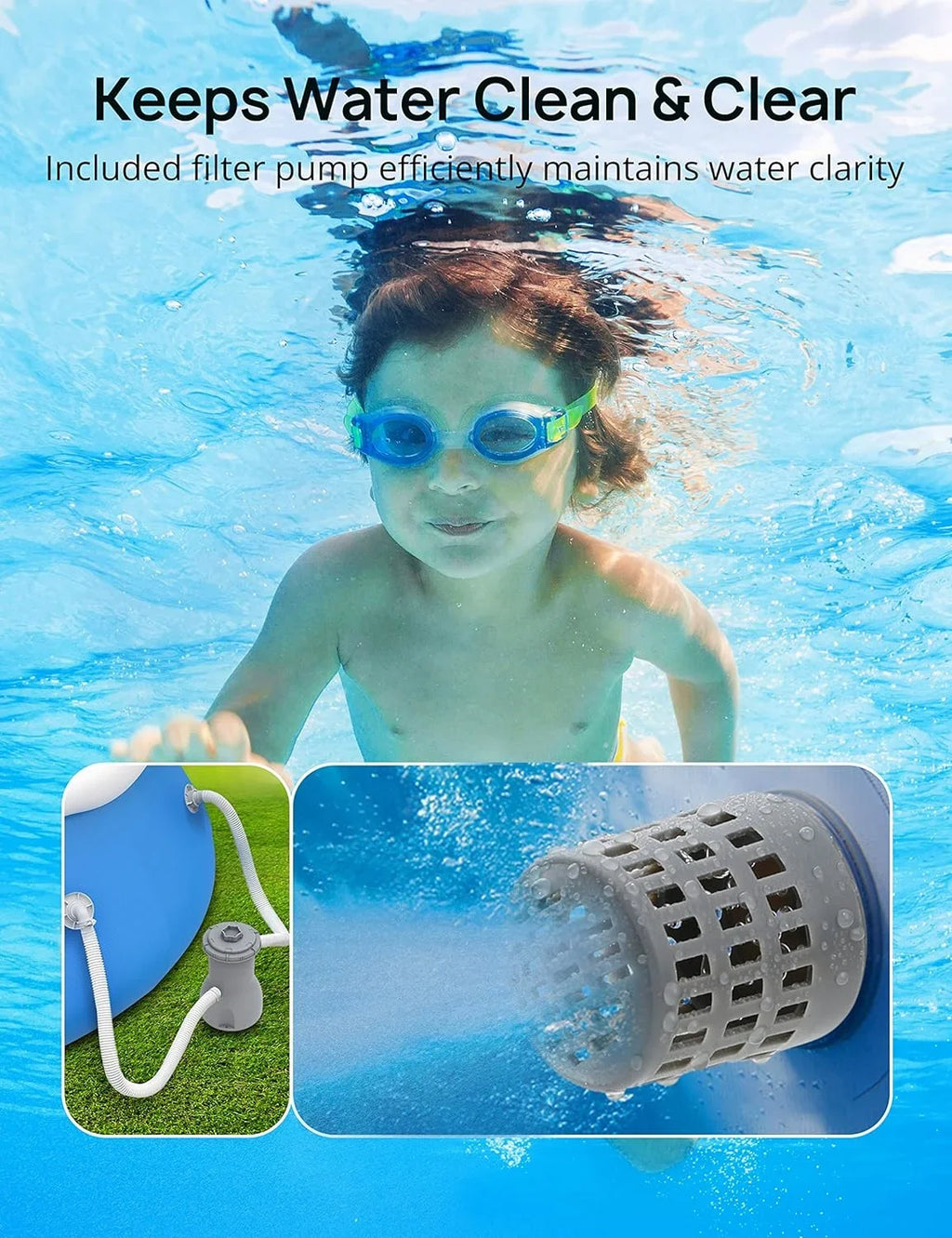 and *35in Cover, 15ft Include Blue 7 Ground Pump, Filter Inflatable Cloth Track Swimming Pool