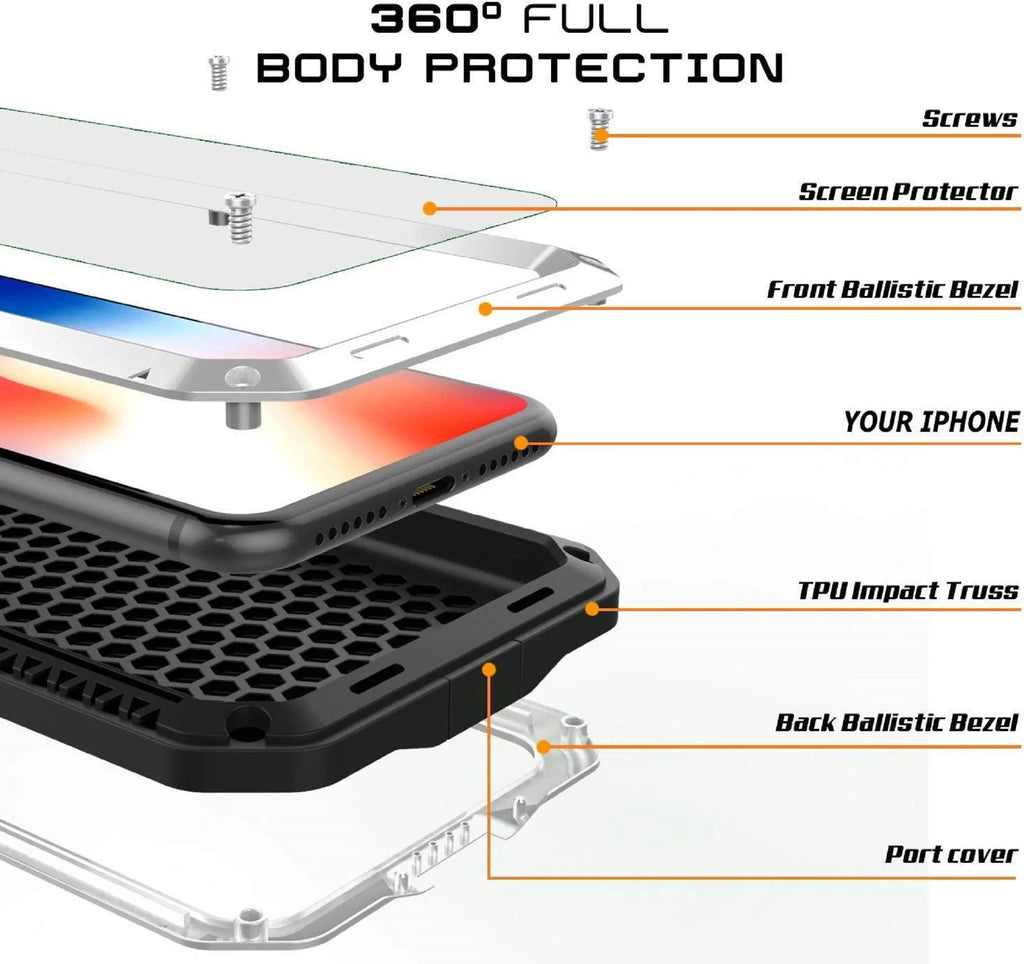 Grade Glass () Metal Plus Travel Case Scratch Rugged and Military Protection, Resistant Duty Shockproof iPhone Heavy Gorilla Aluminum Outdoor 7