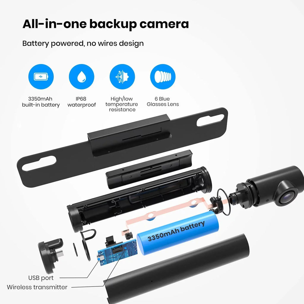 Rear System Wireless Solar Camera Observation Auto-Vox Highway with for Camera Backup View Trucks Trailer Panel,