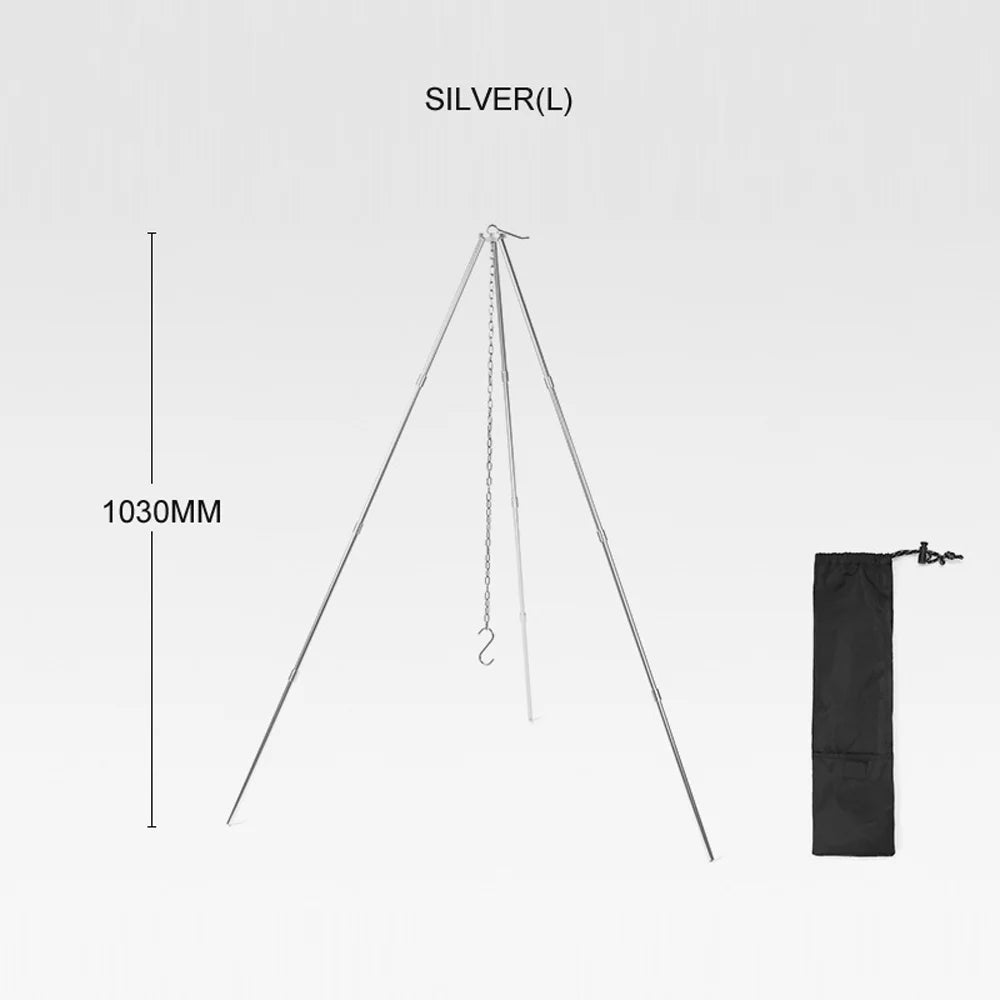 Picnic Aluminum Alloy Folding Stand BBQ Campfire Bracket Tripod for Rack Bonfire Detachable Pot Arealer Portable Hung Camping