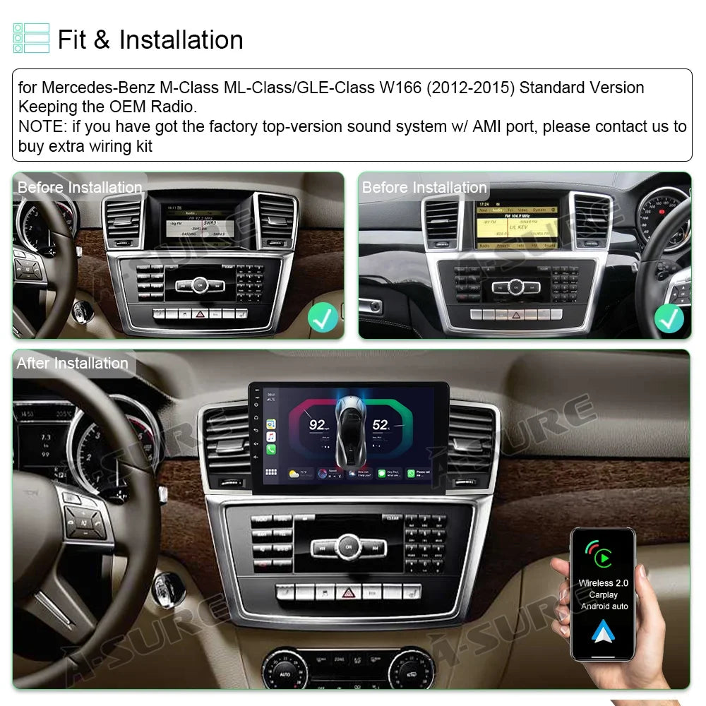 Car Radio GPS Android For GLE 2012-2015 Mercedes-Benz Navi GL X166 12 WiFi W166 Stereo ML 2+32GB