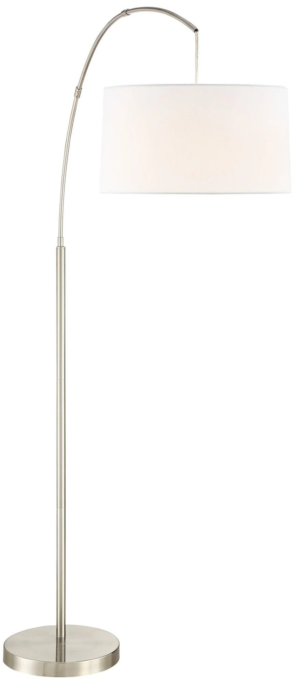 Lighting Modern 360 Reading Nickel 72" Metal White Linen House Living Lamp Shade Arc Floor Brushed Bedroom Drum Cora for Standing Office Room Tall