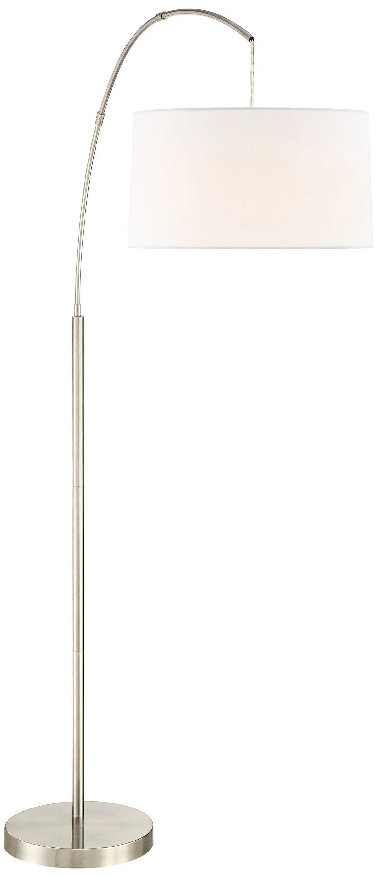 Lighting Modern 360 Reading Nickel 72" Metal White Linen House Living Lamp Shade Arc Floor Brushed Bedroom Drum Cora for Standing Office Room Tall