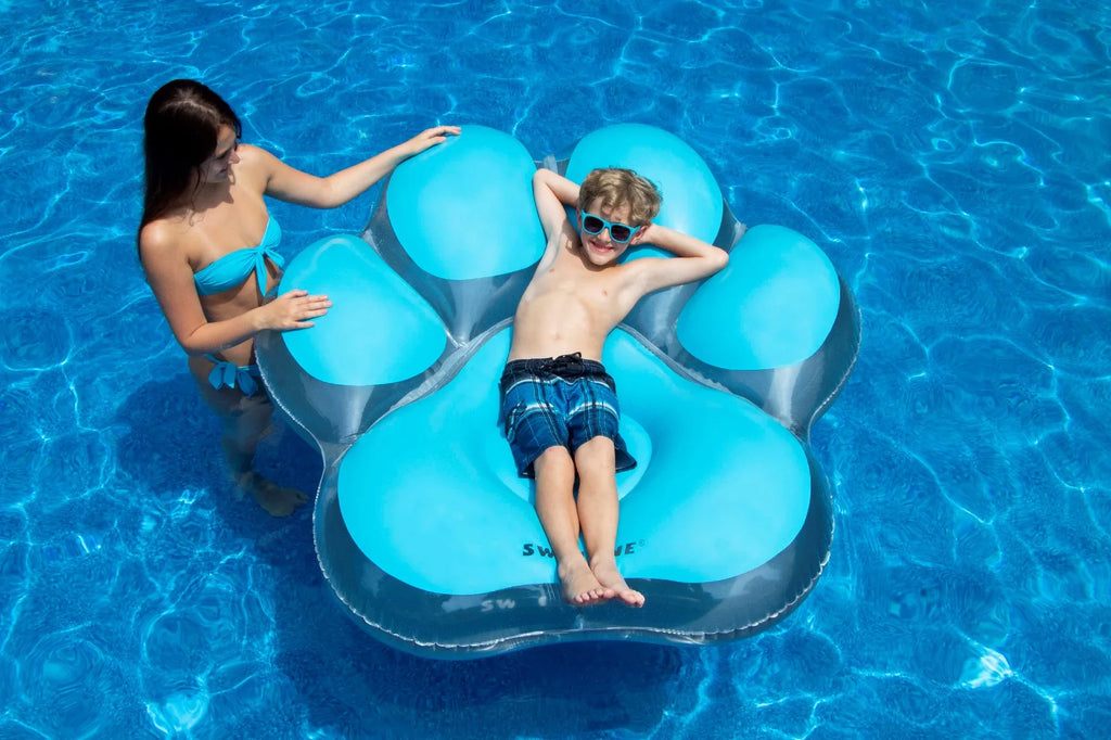 Swimming Inflatable Pawprint Float Island Pool 61" Blue