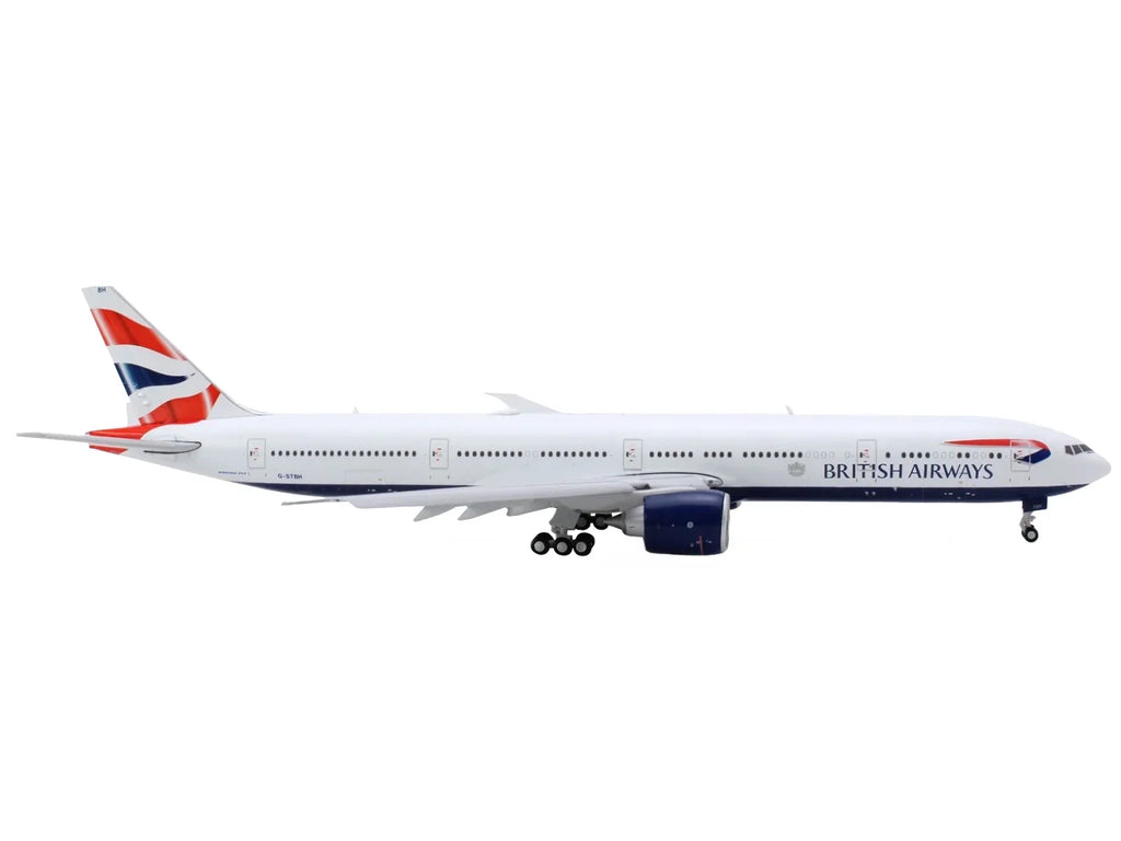 1/400 Flaps with 777-300ER Boeing Down Commercial Diecast Airplane by Tail Model White Aircraft Striped GeminiJets with
