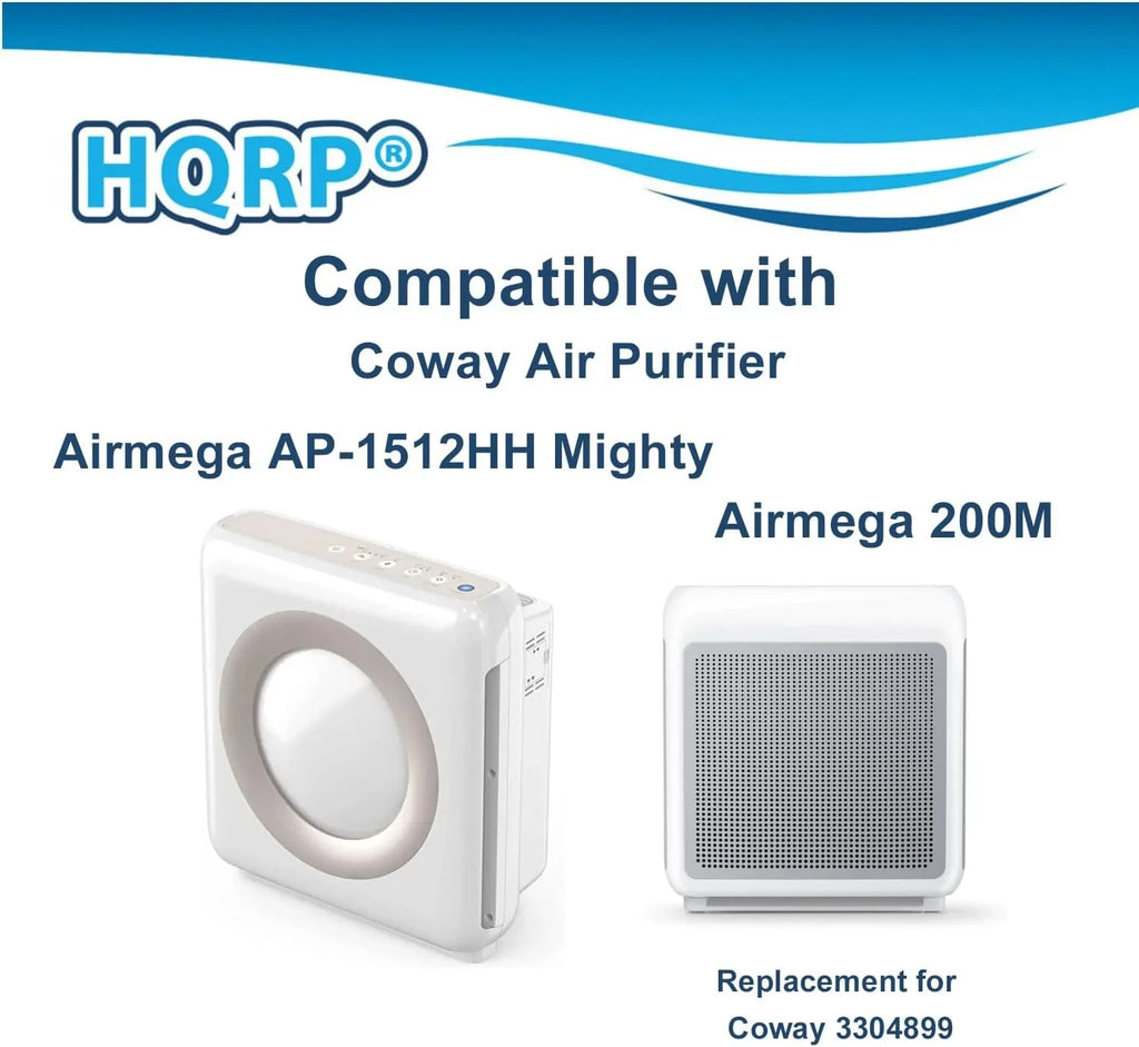 2 200M Airmega Purifier, 3304899, AP-1518R Replacement Filter AP-1512HH HEPA Mighty, Air Compatible Carbon Part True with Coway AP1512HH + 4 Pre-Filters HQRP Airmega Activated Filter