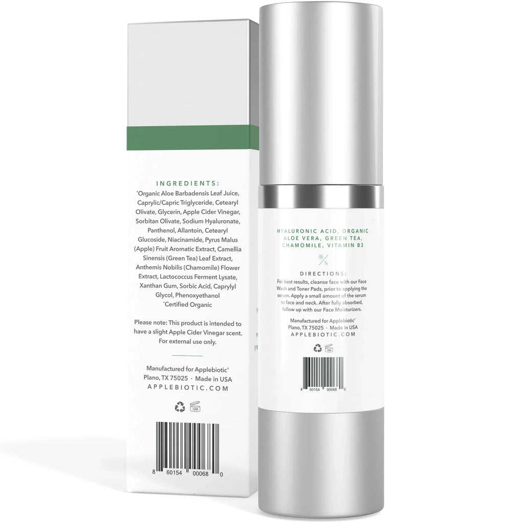 Applebiotic Probiotic Vinegar with Acid Apple Hyaluronic Cider Facial Serum