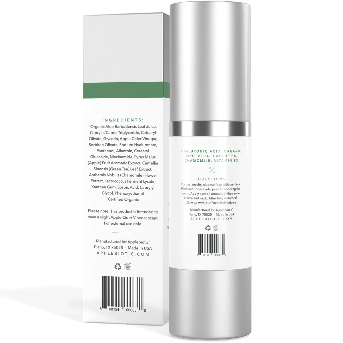 Applebiotic Probiotic Vinegar with Acid Apple Hyaluronic Cider Facial Serum