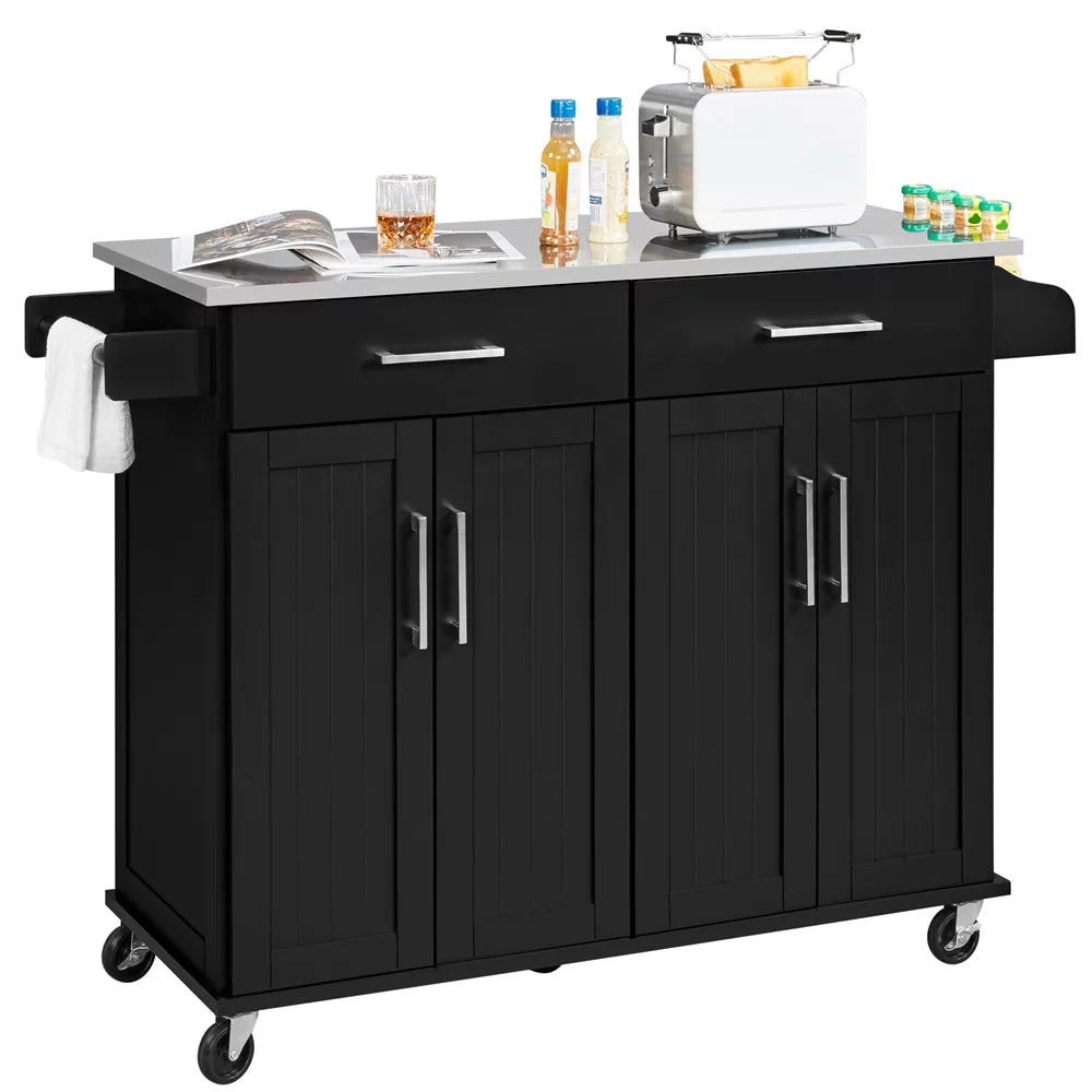 Towel Topeakmart Rolling Island & Spice Bar with Rack, Drawers & Storage Kitchen