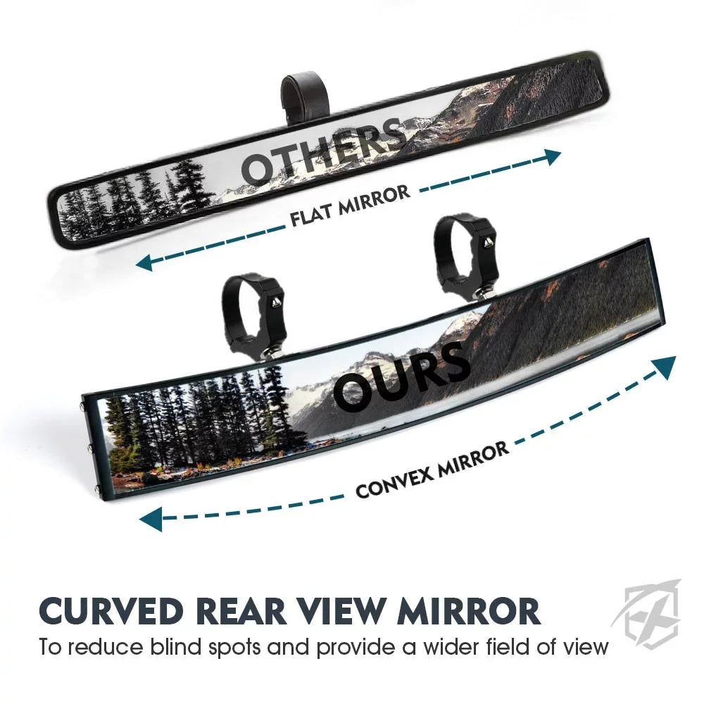 UTV 1.75"-2" Rollbars View Fits 17.5" Lights W/ Integrated Mirror Xprite Curved Rear LED