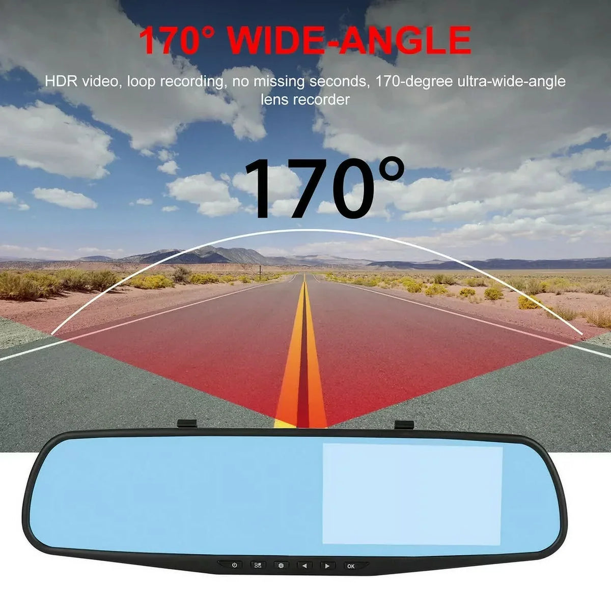 Lens for 4.3" Cam Angle 170°Wide Mirror G-sensor, Dash Monitor, 1080P DVR Car Vision, Dual Rear Motion Cars Rearview Cam Trucks, Camera Night Parking Detection Front Monitor, Car