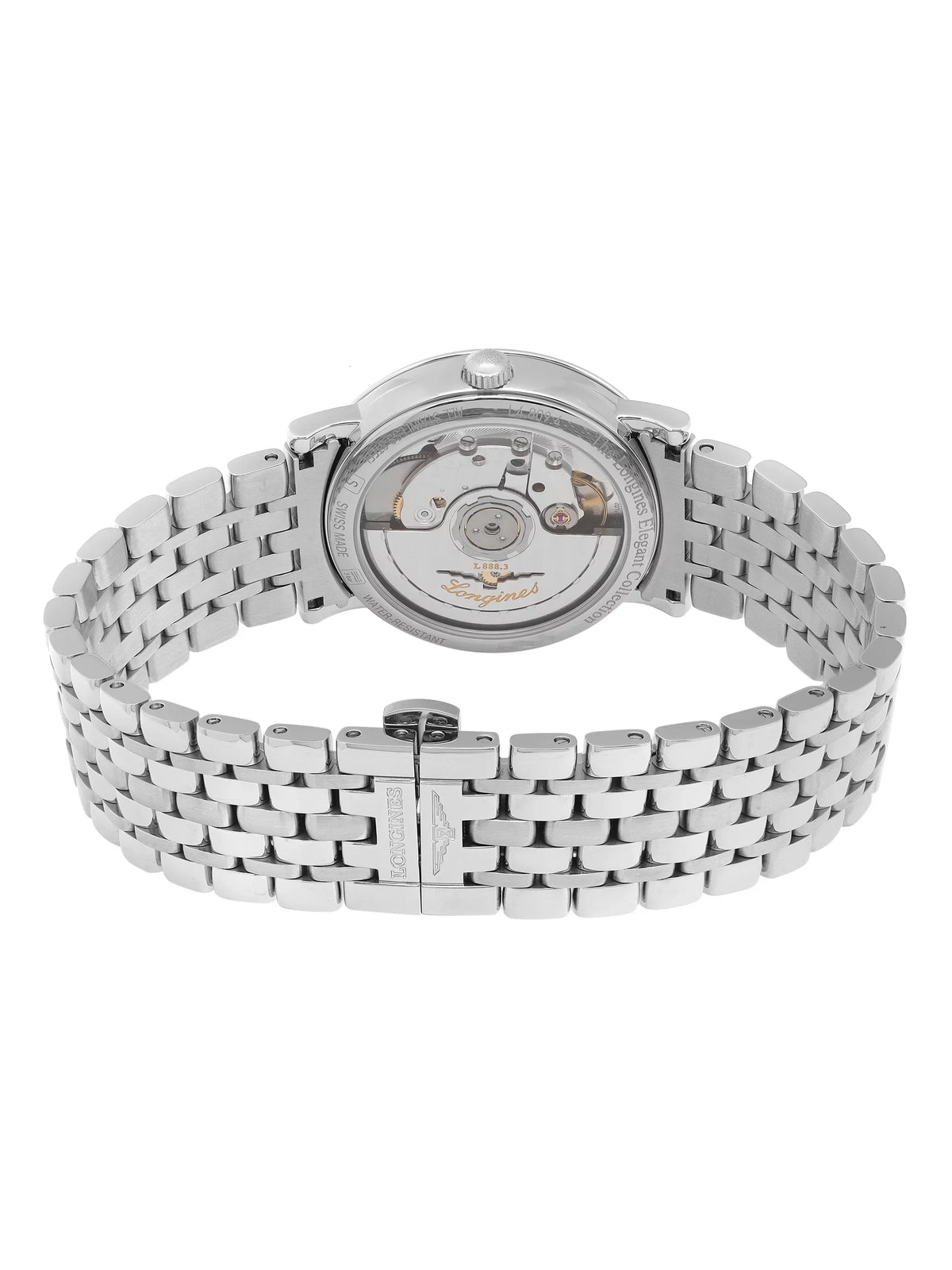 Dial White Steel Watch Automatic Elegant L4.809.4.12.6 Longines Stainless Ladies