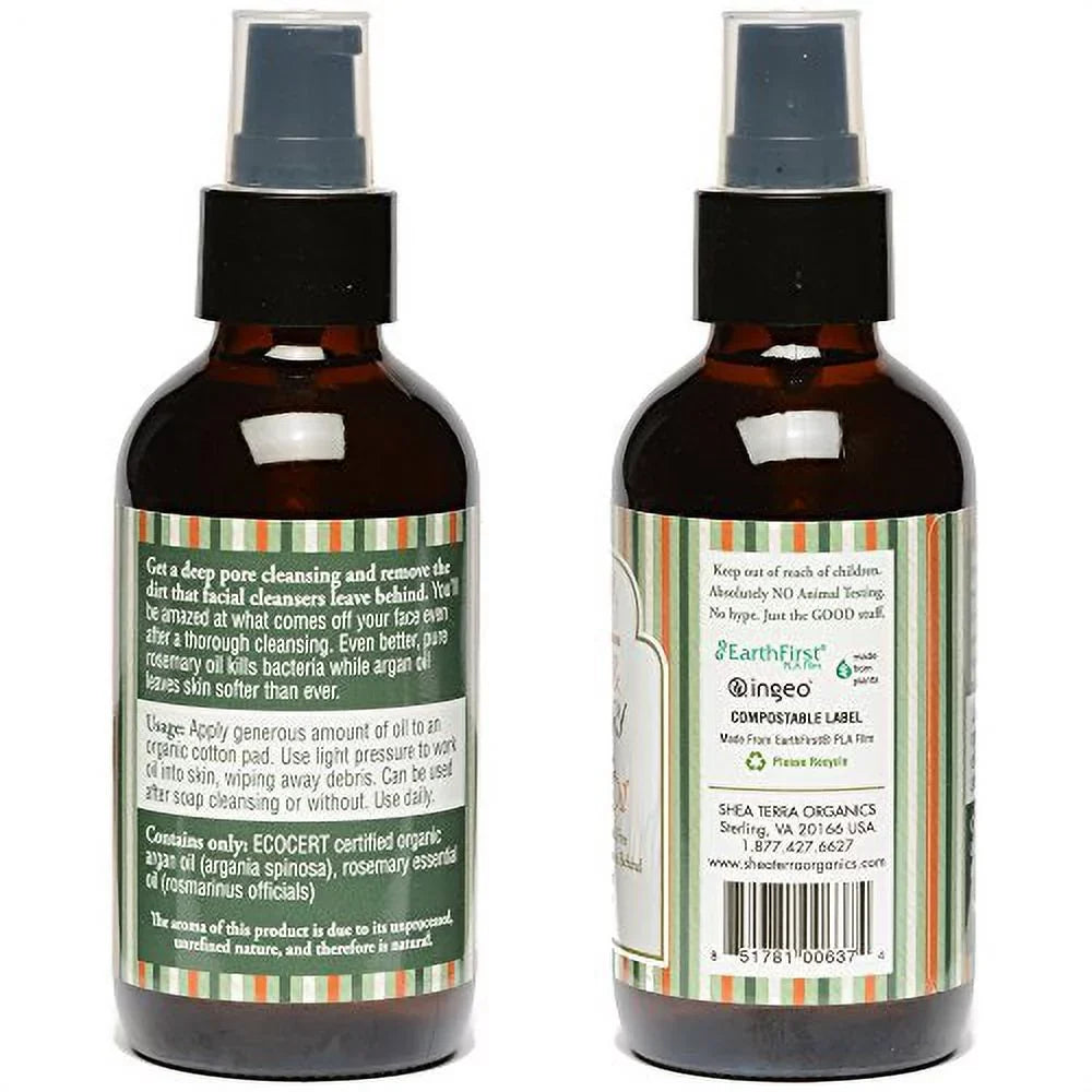 '- All Organics oz Treatment, Oil Bacteria Skin Pore Argan Terra Deep | 4 Types E Vitamin Oil | & Remover, Rosemary Shea Cleansing