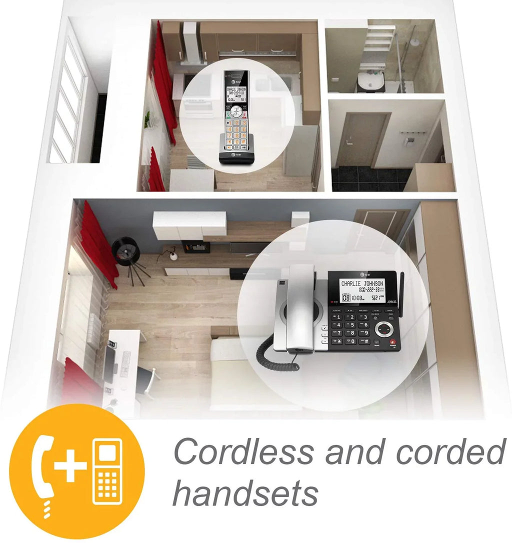 DECT 6.0 Corded/Cordless /Silver CL84107 Blocker, Handset Phone with 1 AT&T Expandable with Call Smart