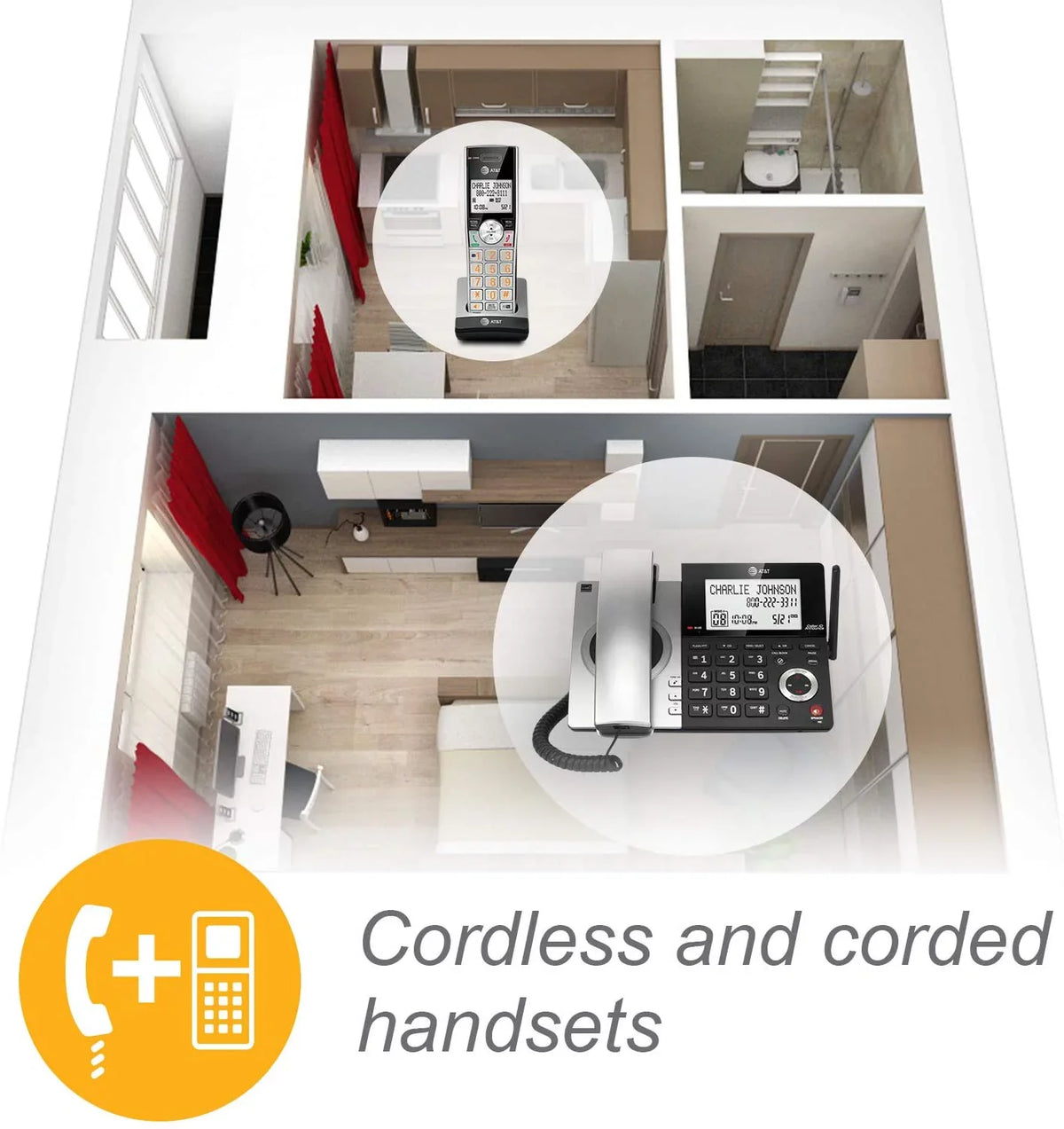 DECT 6.0 Corded/Cordless /Silver CL84107 Blocker, Handset Phone with 1 AT&T Expandable with Call Smart