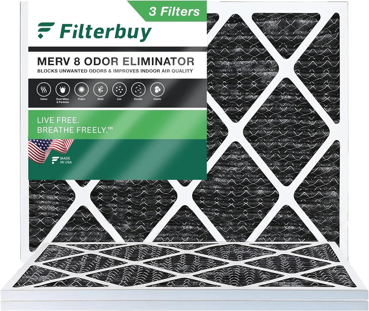 20x22x1 Furnace with Filterbuy MERV Air (3-Pack) HVAC Carbon AC Odor Pleated Filters Eliminator 8 Activated