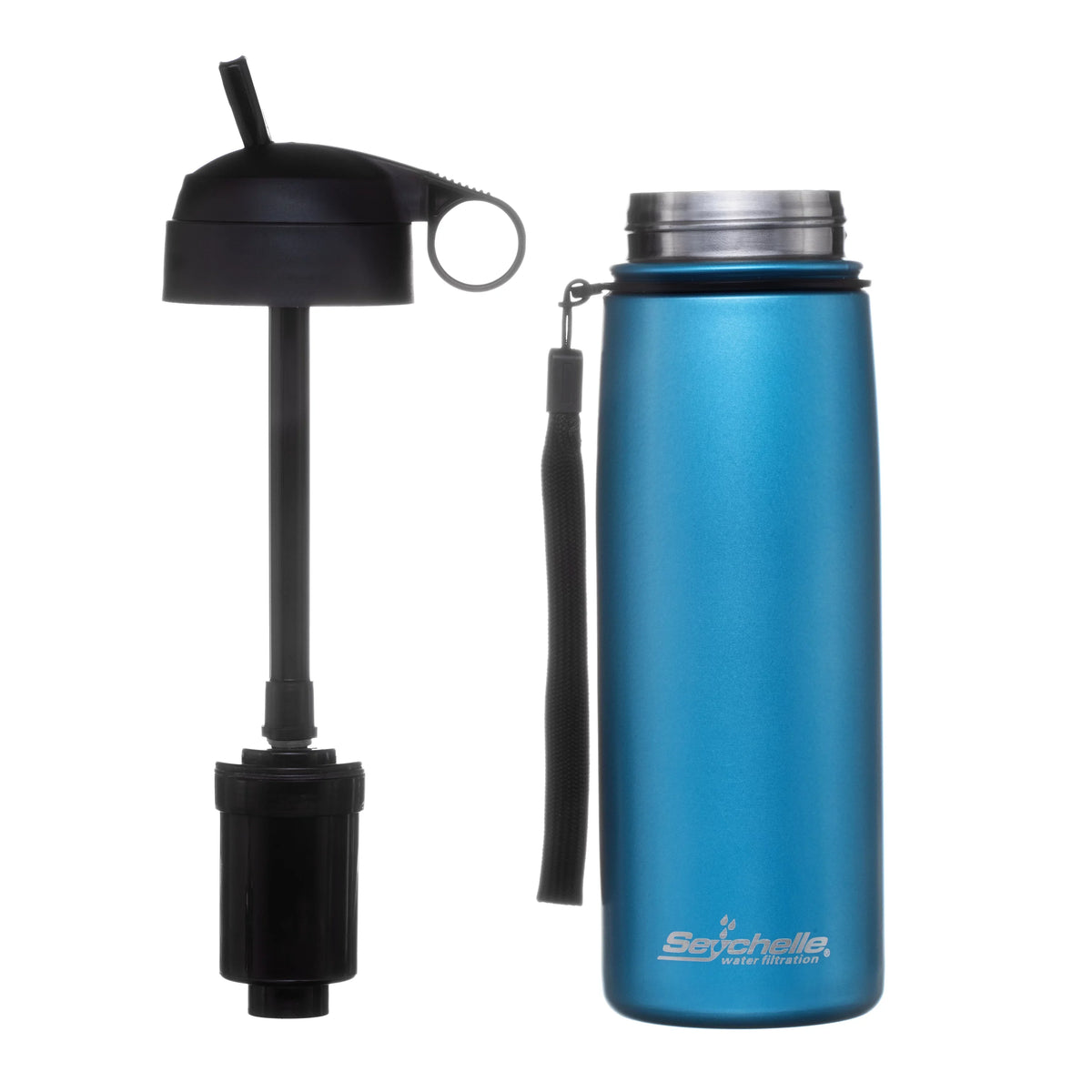 '- Insulated Vacuum Water Sealed Stainless - Steel Seychelle Alkaline Blue) (Metallic Water Double Bottle Bottle 26oz Filter Filter Walled - Water -