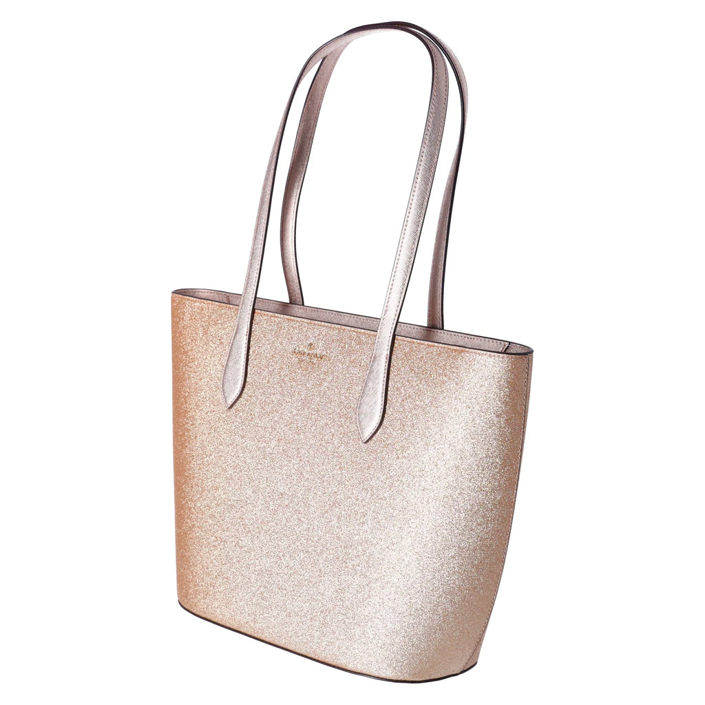 Gold Tote Kate Glimmer Spade Shoulder Top Glitter Holiday Zip Large Bag