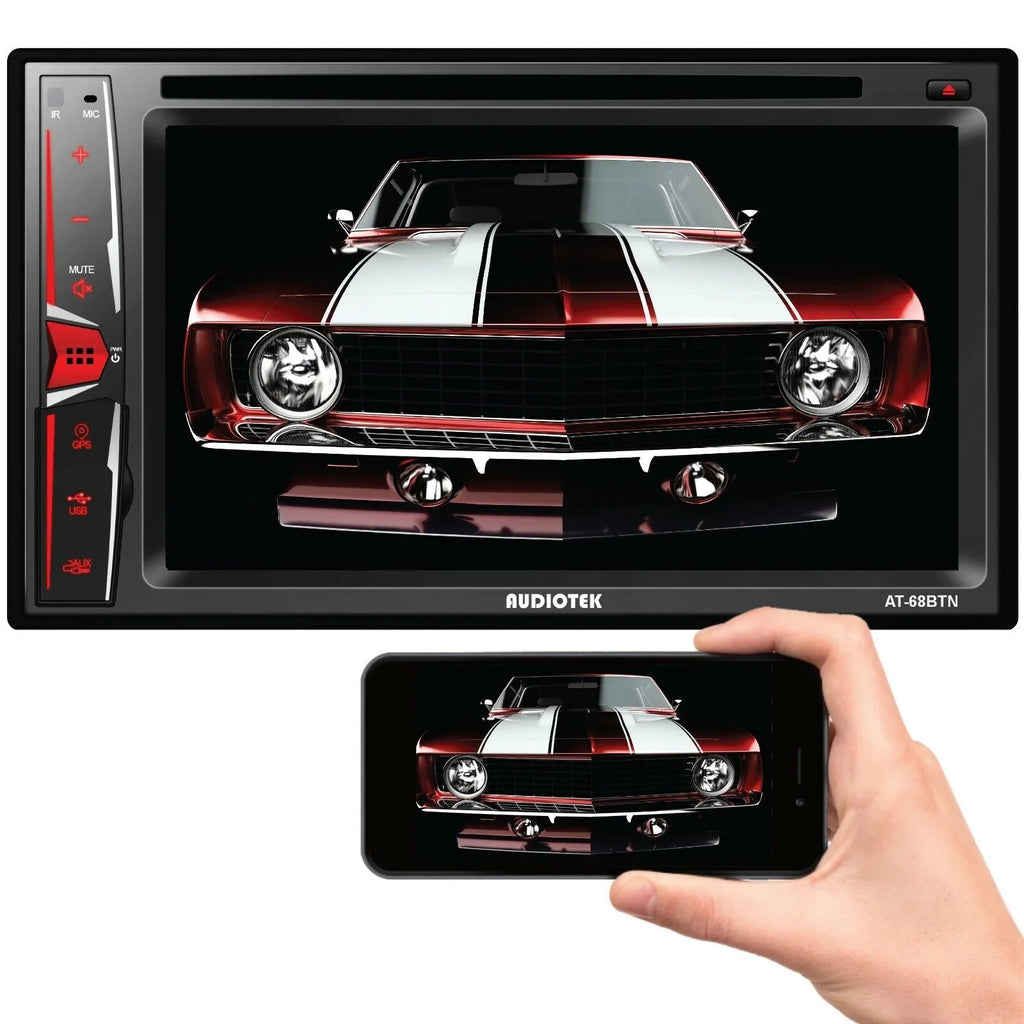 AT-68BTN Link+ License Bundle Rear 6.2" Touch Audiotek Camera Plate Mirror Radio Screen