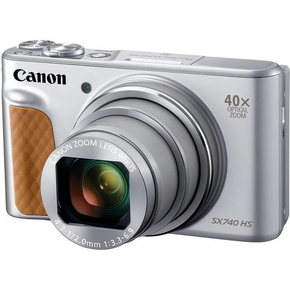 HS Premium Batteries with Tripod Camera Canon PowerShot Card + 2 + Camera GB Case (Silver) SX740 + Digital 64