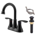 with Faucet，2-Handle Kichae Centerset Sink Inch 6 Pop-up Degree Bathroom 360 & Spout Supply Hoses，Matte Vanity Drain Swivel Faucet