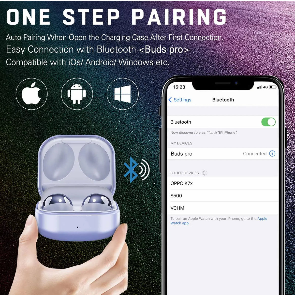 N8 Version) Quality Isolation, Charging (US UrbanX Vodafone Water True Case, Pro - Sound, Earbuds Resistant Noise Street Wireless, Buds Bluetooth Amethyst for Purple Smart