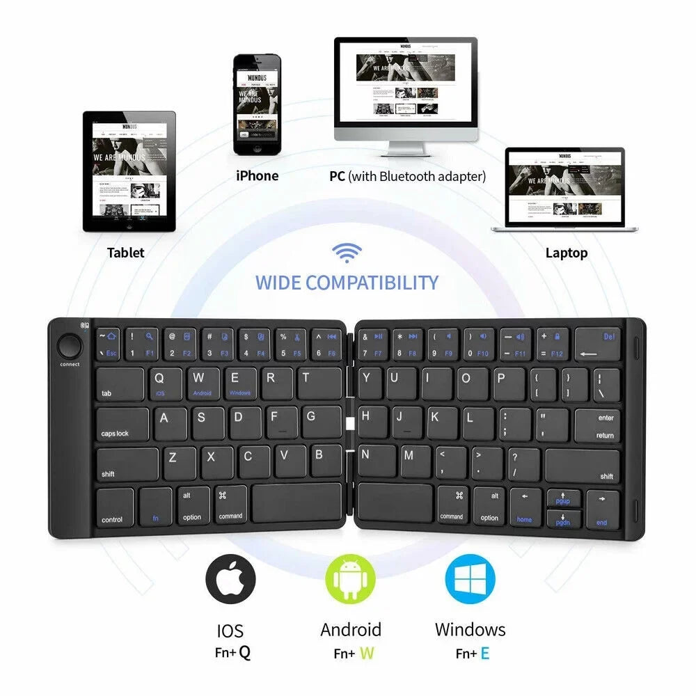iPad Foldable Mac PC Mini iPhone Android Keyboard Bluetooth Samsung Keyboard Phones Tablet Wireless for Universal
