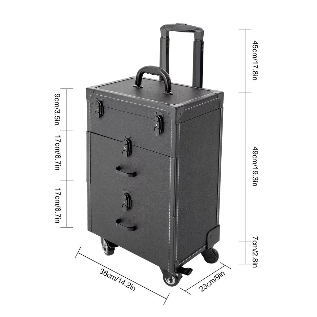 Polish Nail Makeup Trolley Miumaeov Rolling Cosmetic Train Organizer Storage Luggage Case Box Professional