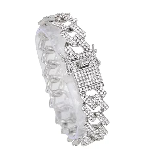 Quartz Lit w/Diamond ST10327RN Out Charles ZZ Out Raymond Wristwatch SLV Matching Cross Blinged Cuban Bracelet Classic Necklace Choose Set SLV Luxury Mens - Iced Set Tennis The - 3pc & (18") Be