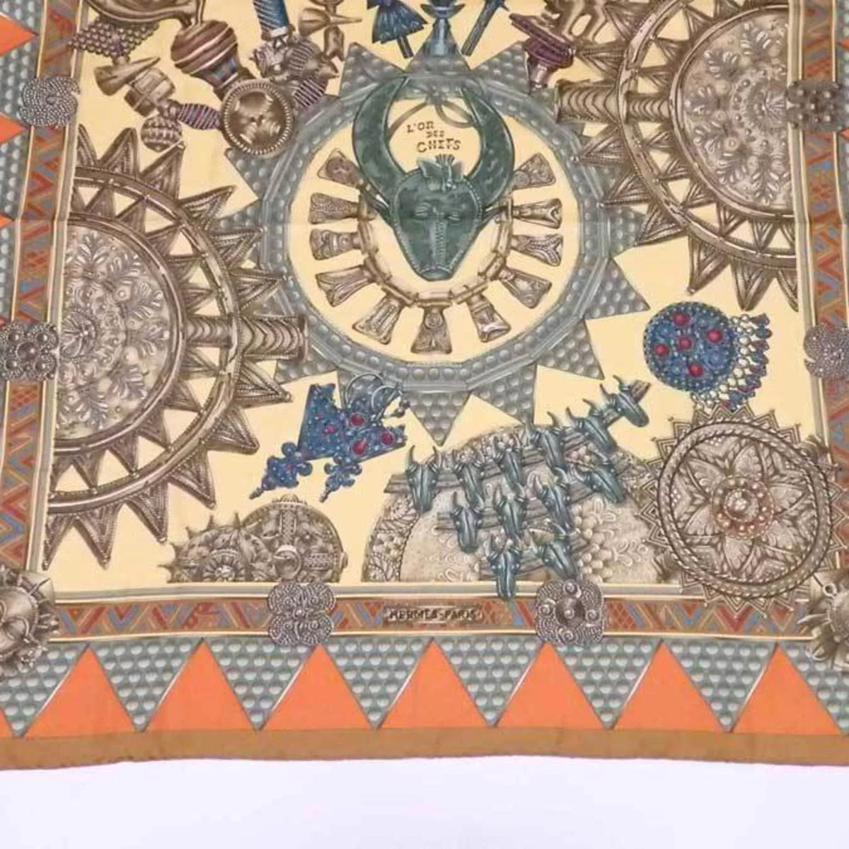 HERMES silk Hermes DES ladies Carre multicolor CHEFS Pre-Owned LOR (Good) scarf 90