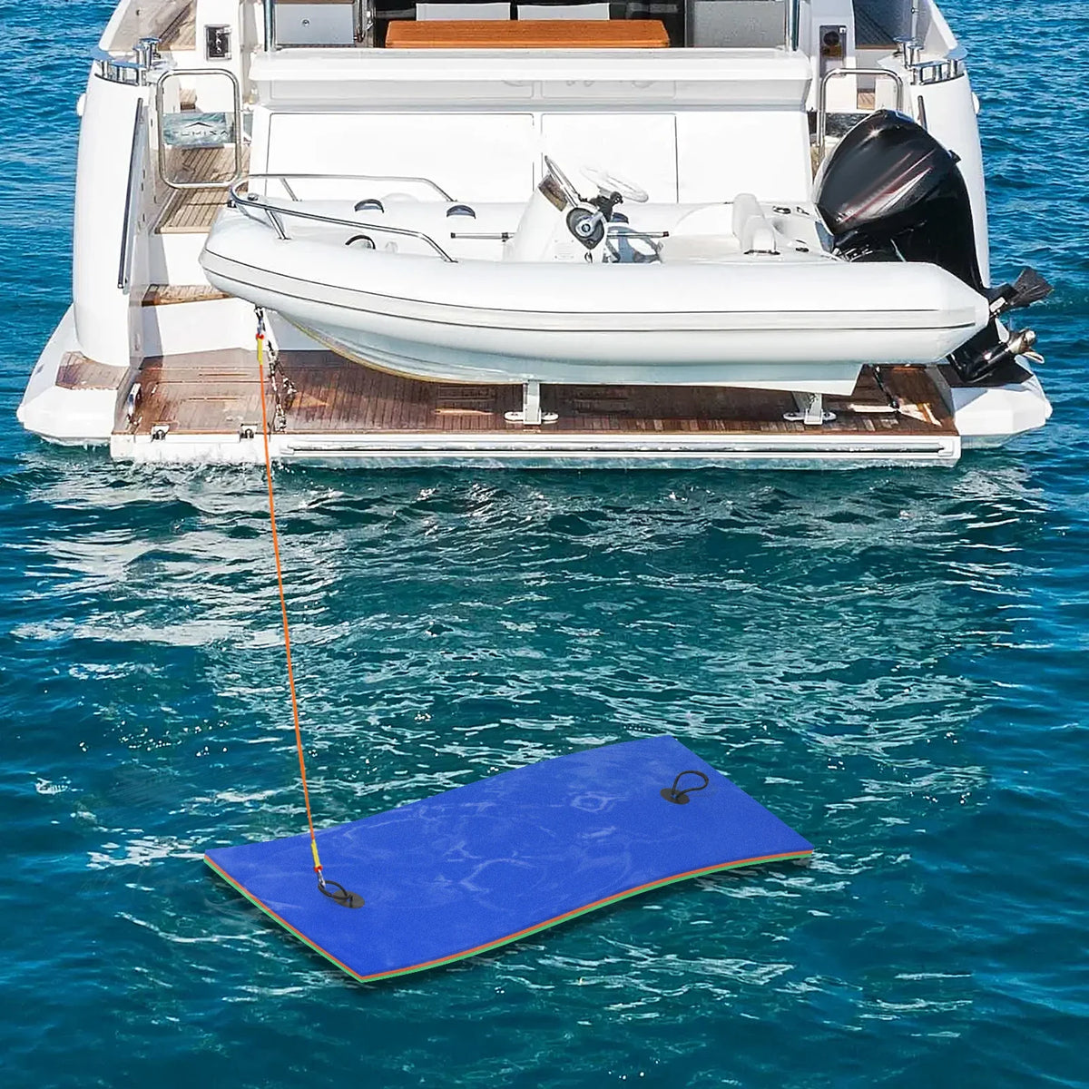 Tear-Resistant XPE Mat River Recreation Float Water for Water Activities, Magshion Water Lily Floating 6x2ft Lake Pool 3-Layer Pad, Ocean Pad Foam Outdoor Floating Blue Mat,