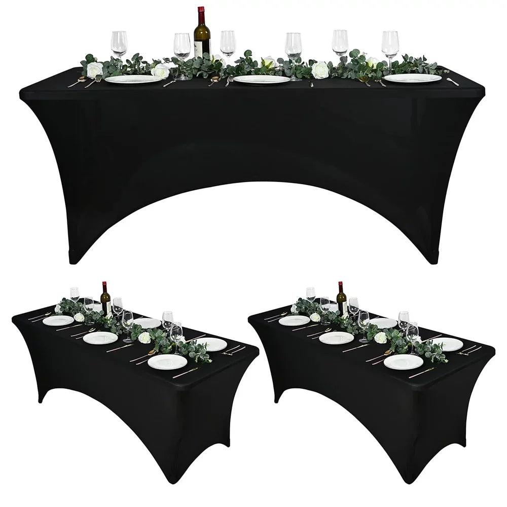Table 3 6 Party() Pesonlook Patio Tablecloth for Anti-Wrinkle Cocktail Ft Washable Fit Stretchable Tablecloth, Elastic Tight Pcs Stretch Rectangular Cover, Wedding, Cover, Table Spandex
